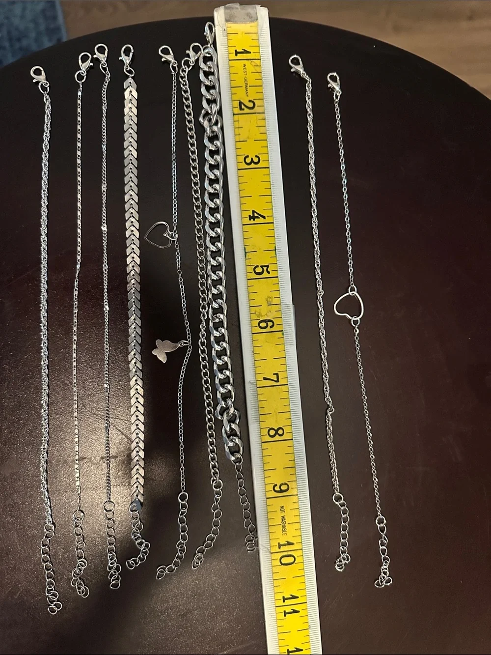 Silver Women's Chain 9 Unkle Bracelets Set - Elegant Heart & Link Styles
